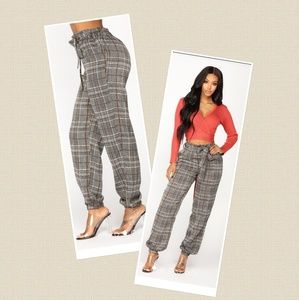Women's plaid silky joggers